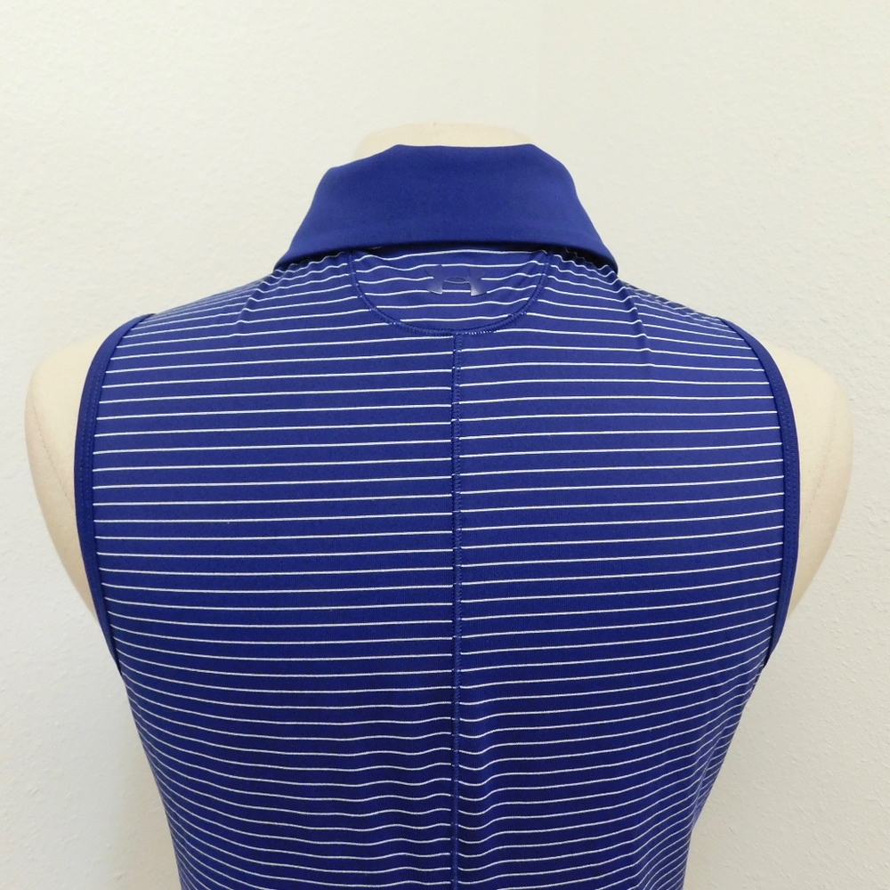 UNDER ARMOUR ~ Zinger Sleeveless Polo BLUE Stripe_5